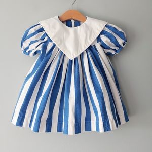 Vintage Style Girls Party Dress
Blue White Stripe